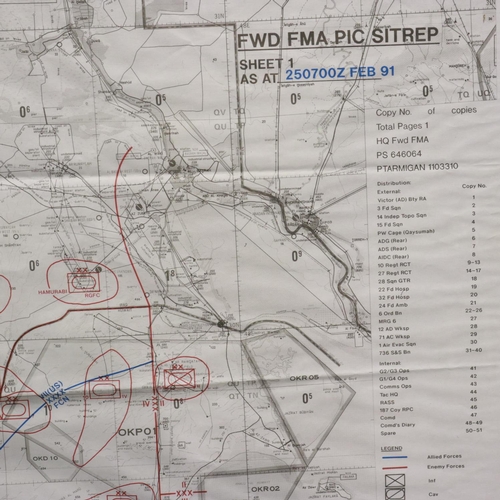 2048 - A rare declassified Operation Desert Storm operations map, sheet 1 from 250700Z, pinpointing situati... 