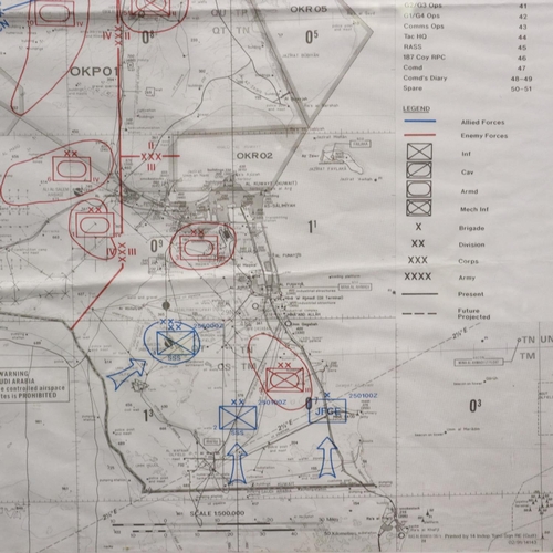 2048 - A rare declassified Operation Desert Storm operations map, sheet 1 from 250700Z, pinpointing situati... 