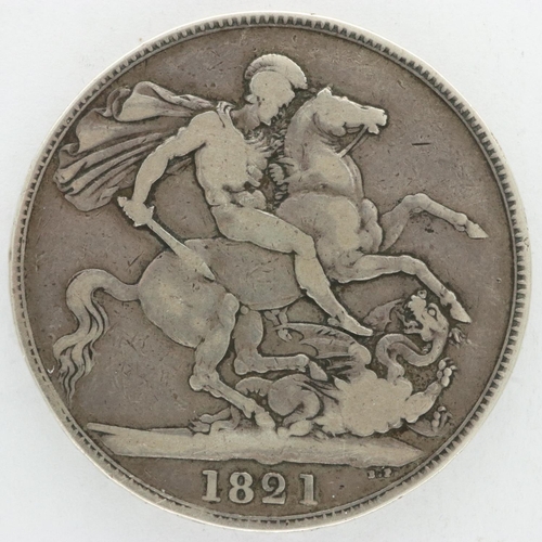 2107 - 1821 silver crown of George IV, gF. UK P&P Group 0 (£6+VAT for the first lot and £1+VAT for subseque... 