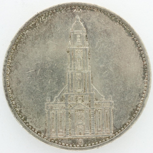 2136 - 1934 German silver 5 Reichsmark - Potsdam, VF with dark tone. UK P&P Group 0 (£6+VAT for the first l... 