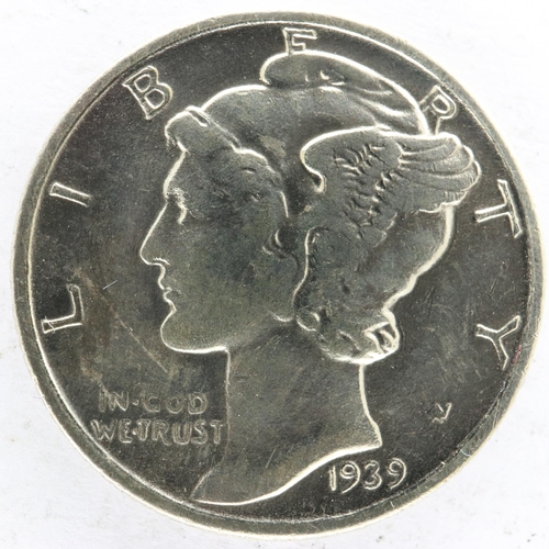 2160 - 1939 silver mercury dime USA, VF grade. UK P&P Group 0 (£6+VAT for the first lot and £1+VAT for subs... 