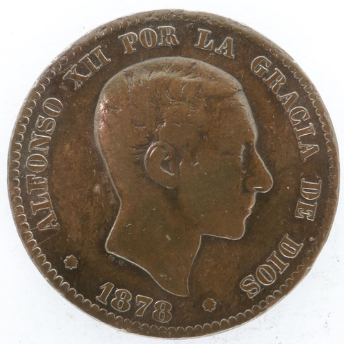 2167 - 1878 Spanish ten Centimos in VF grade. UK P&P Group 0 (£6+VAT for the first lot and £1+VAT for subse... 