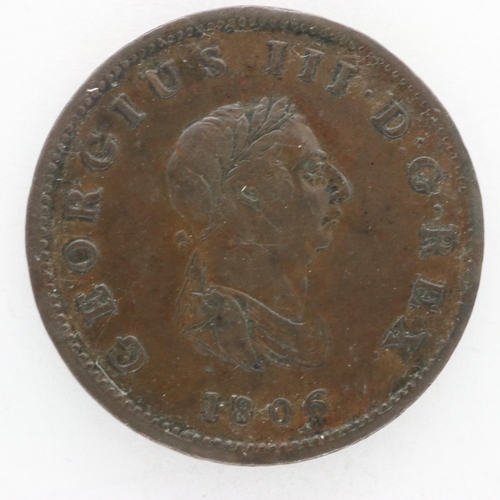 2196 - 1806 halfpenny of George III - HY06-1BN, VF. UK P&P Group 0 (£6+VAT for the first lot and £1+VAT for... 