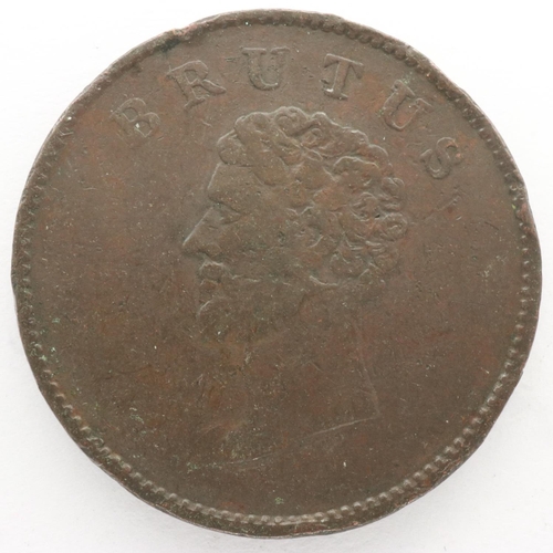 2110 - 18th century copper Brutus halfpenny token. UK P&P Group 0 (£6+VAT for the first lot and £1+VAT for ... 