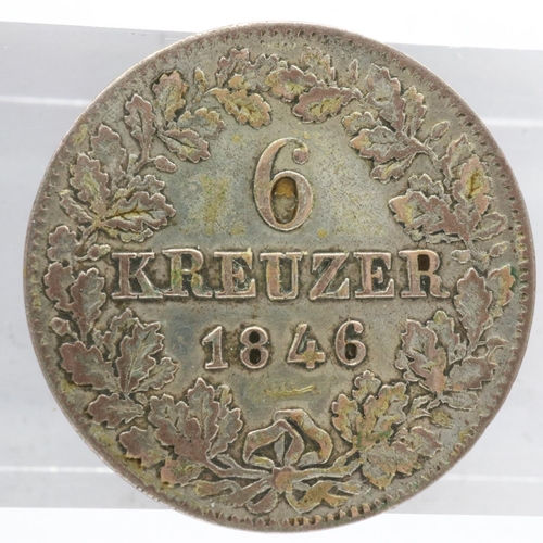 2118 - 1846 silver 6 Kreuzer. UK P&P Group 0 (£6+VAT for the first lot and £1+VAT for subsequent lots)