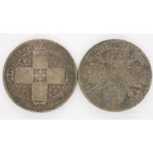 2128 - Two silver florins of Queen Victoria, 1887 and dateless variant. UK P&P Group 0 (£6+VAT for the firs... 