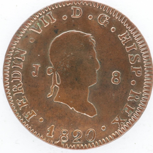 2131 - 1820 8 Maravedis of Ferdinand VII, VF with dark tone. UK P&P Group 0 (£6+VAT for the first lot and £... 