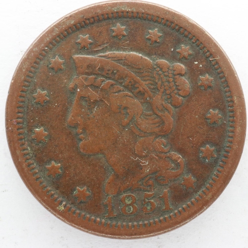 2132 - 1851 USA Colonial large copper cent. UK P&P Group 0 (£6+VAT for the first lot and £1+VAT for subsequ... 