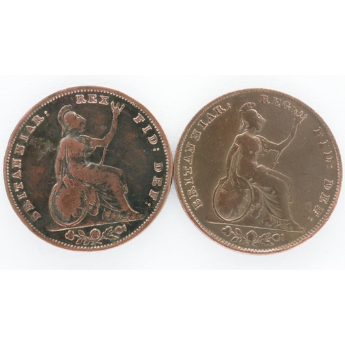 2135 - Two early milled copper farthings, 1836 and 1853. UK P&P Group 0 (£6+VAT for the first lot and £1+VA... 