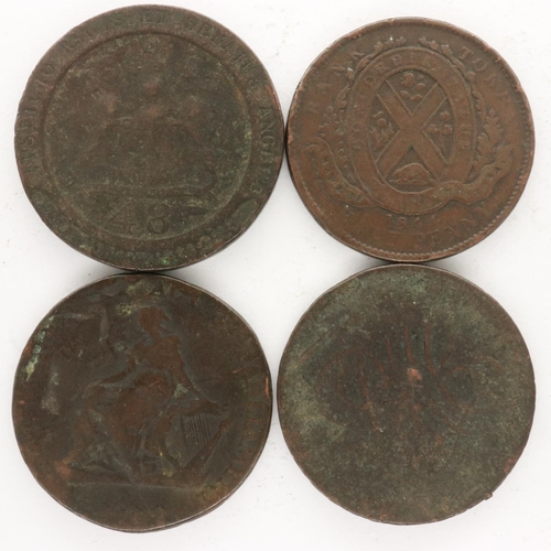 2139 - Early milled copper halfpenny tokens. UK P&P Group 0 (£6+VAT for the first lot and £1+VAT for subseq... 