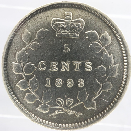 2140 - 1898 silver Canadian 5 cents of Queen Victoria. UK P&P Group 0 (£6+VAT for the first lot and £1+VAT ... 