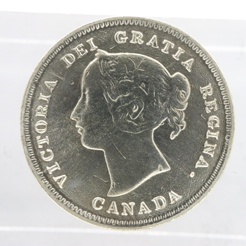 2140 - 1898 silver Canadian 5 cents of Queen Victoria. UK P&P Group 0 (£6+VAT for the first lot and £1+VAT ... 