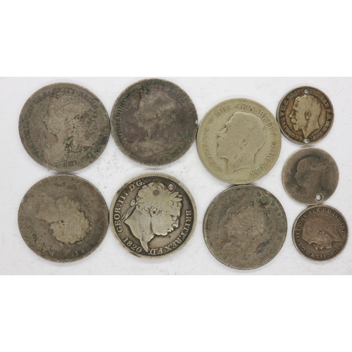 2142 - Mixed UK silver denominations, Victorian and Georgian. UK P&P Group 0 (£6+VAT for the first lot and ... 