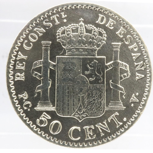 2147 - 1904 Spanish silver 50 Cents. UK P&P Group 0 (£6+VAT for the first lot and £1+VAT for subsequent lot... 