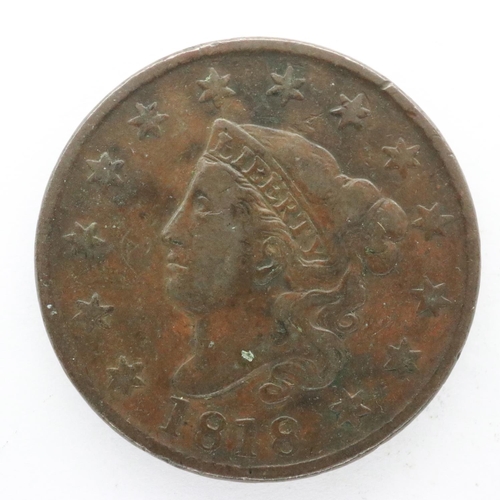 2151 - 1818 USA Colonial large copper cent. UK P&P Group 0 (£6+VAT for the first lot and £1+VAT for subsequ... 