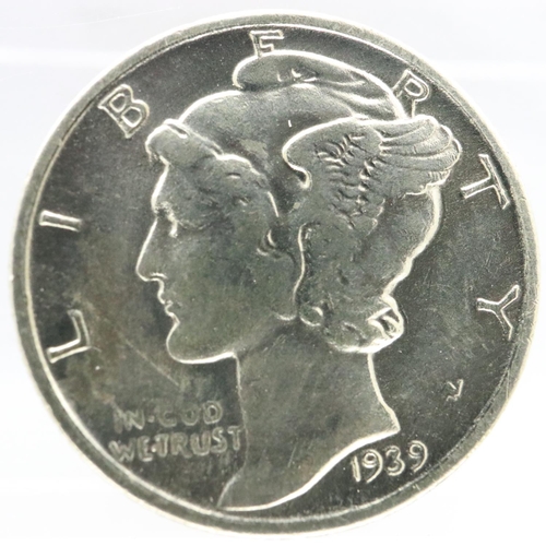 2160 - 1939 silver mercury dime USA, VF grade. UK P&P Group 0 (£6+VAT for the first lot and £1+VAT for subs... 