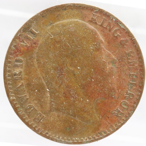 2211 - 1908 one-twelfth Anna, Colonial India of Edward VII. UK P&P Group 0 (£6+VAT for the first lot and £1... 