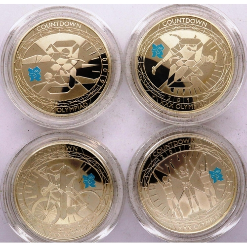 2058 - The Countdown to London 2012 set of four silver proof £5 coins, boxed with CoAs. UK P&P Group 0 (£6+... 