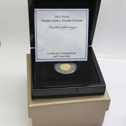 2052 - 2012 Double Jubilee Double Portrait quarter sovereign, boxed with CoA. UK P&P Group 0 (£6+VAT for th... 