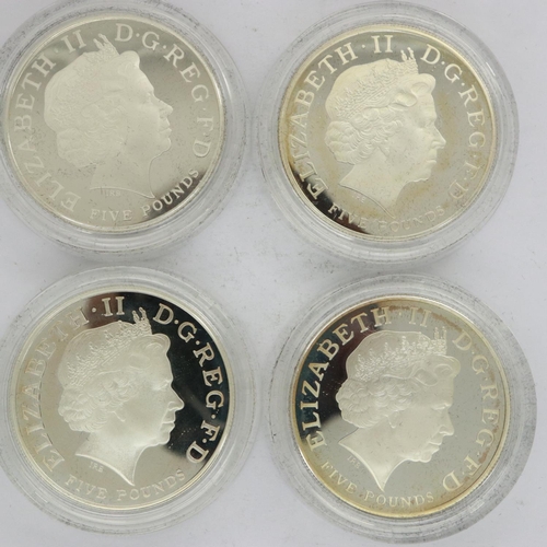 2058 - The Countdown to London 2012 set of four silver proof £5 coins, boxed with CoAs. UK P&P Group 0 (£6+... 