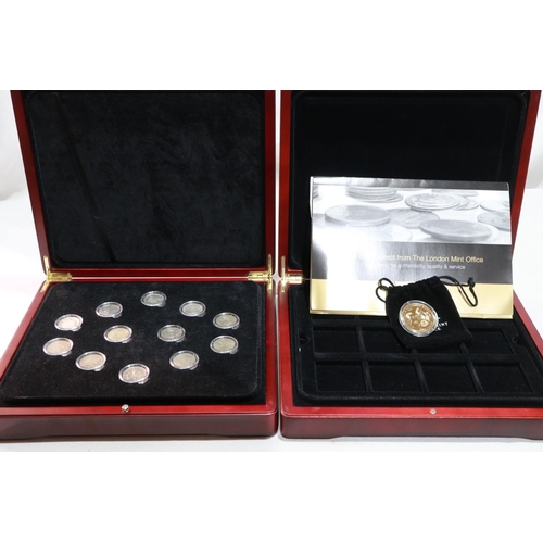 2059 - A set of twelve Victorian and later shillings, boxed, with a further collectors coin presentation bo... 