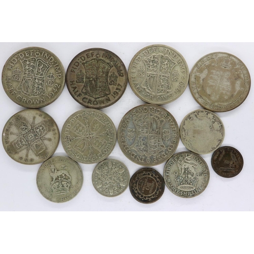 2066 - UK silver denominations, mostly George V, mixed grades. UK P&P Group 1 (£16+VAT for the first lot an... 