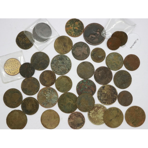 2088 - A collection of UK and colonial copper denominations, George II and later, including a 1734 halfpenn... 