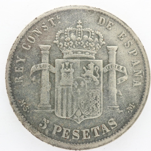 2094 - 1885 Spanish silver 5 pesetas of Alfonso XII, gF. UK P&P Group 0 (£6+VAT for the first lot and £1+VA... 