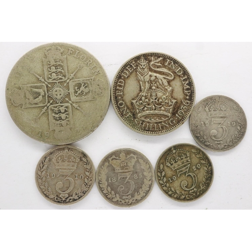 2099 - Victorian and later silver denominations, mixed grades. UK P&P Group 0 (£6+VAT for the first lot and... 