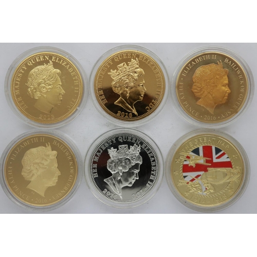 2500 - Six proof collectors crowns and £5 coins. UK P&P Group 0 (£6+VAT for the first lot and £1+VAT for su... 