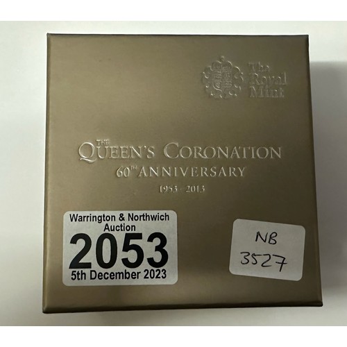 2053 - 2013 60th Anniversary of the Queens Coronation gold plated silver proof £5, boxed with CoA. UK P&P G... 