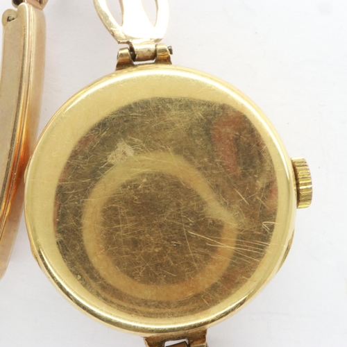 15 - 18ct gold cased wristwatch by J.W Benson on a 9ct gold bracelet, bracelet damaged, total 23g. UK P&P... 