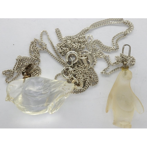 20 - Two 925 silver necklaces with crystal pendants, largest chain L: 42 cm. UK P&P Group 1 (£16+VAT for ... 