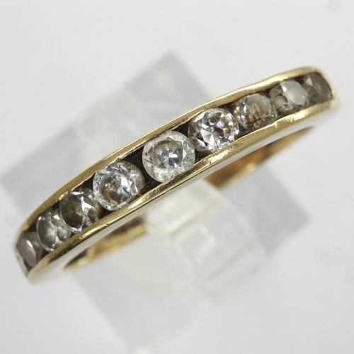 21 - 9ct gold half eternity ring set with cubic zirconia, size O, 1.8g. UK P&P Group 0 (£6+VAT for the fi... 