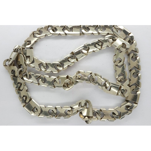 38 - Heavy gauge 925 silver neck chain, L: 50 cm, 58g. UK P&P Group 1 (£16+VAT for the first lot and £2+V... 