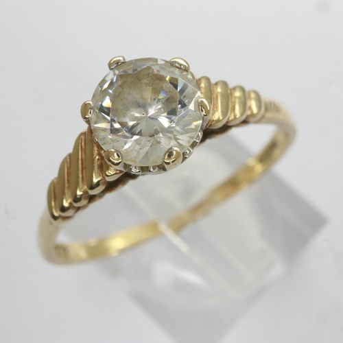 42 - 9ct gold solitaire ring set with cubic zirconia, size R/S, 2.0g. UK P&P Group 0 (£6+VAT for the firs... 