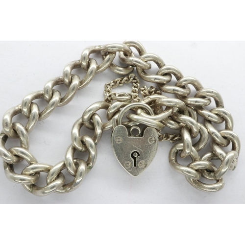 46 - Hallmarked silver bracelet with padlock clasp and safety chain, L: 18 cm. UK P&P Group 1 (£16+VAT fo... 