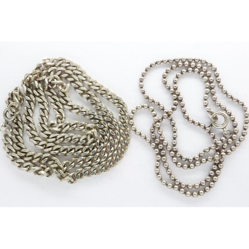 48 - Two 925 silver neck chains, L: 50 cm. UK P&P Group 1 (£16+VAT for the first lot and £2+VAT for subse... 