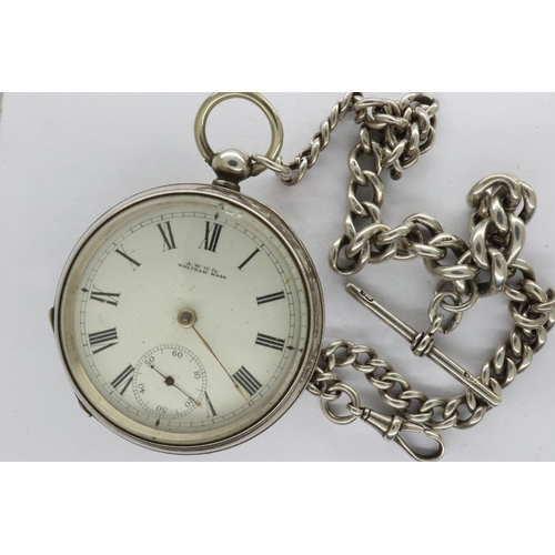 61 - Hallmarked silver A.W.W & Co Waltham Mass key wind pocket watch and a hallmarked silver graduating s... 