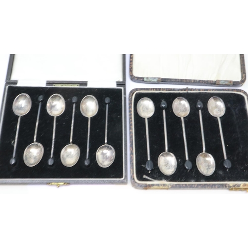 84 - Two sets of hallmarked silver coffee spoons, five and six, Birmingham assay, 56g. UK P&P Group 1 (£1... 