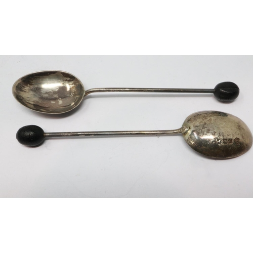 84 - Two sets of hallmarked silver coffee spoons, five and six, Birmingham assay, 56g. UK P&P Group 1 (£1... 