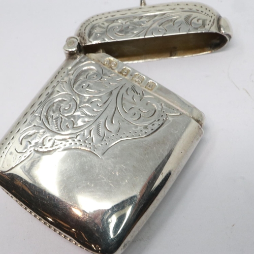 89 - Hallmarked silver vesta case, Birmingham assay, 14g. UK P&P Group 1 (£16+VAT for the first lot and £... 