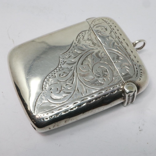 89 - Hallmarked silver vesta case, Birmingham assay, 14g. UK P&P Group 1 (£16+VAT for the first lot and £... 