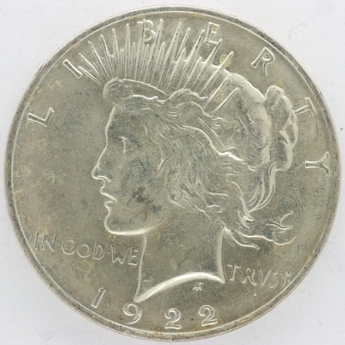 94 - 1922 American peace dollar. UK P&P Group 1 (£16+VAT for the first lot and £2+VAT for subsequent lots... 