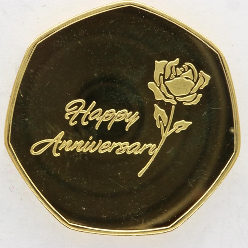 96 - Commemorative 50p coin, Happy Anniversary. UK P&P Group 1 (£16+VAT for the first lot and £2+VAT for ... 