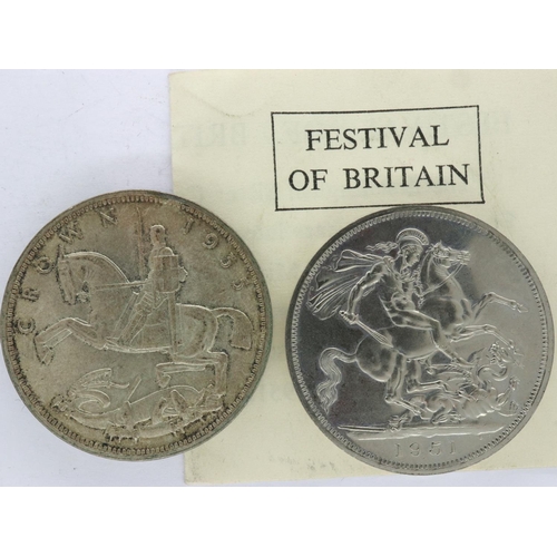 108 - 1935 crown and a boxed 1951 Festival of Britain crown. UK P&P Group 1 (£16+VAT for the first lot and... 