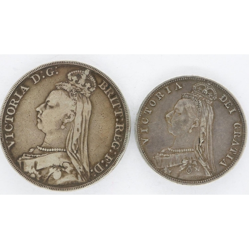 112 - Victoria 1889 crown and 1887 half crown. UK P&P Group 1 (£16+VAT for the first lot and £2+VAT for su... 