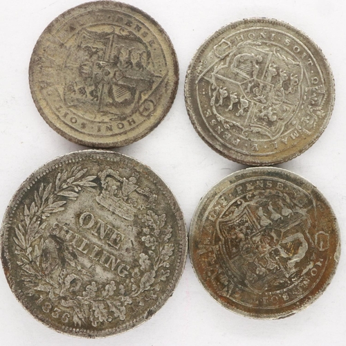 115 - George IV 1836 shilling and three sixpences. UK P&P Group 1 (£16+VAT for the first lot and £2+VAT fo... 