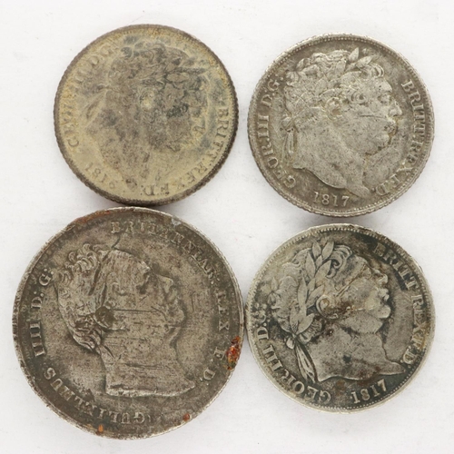 115 - George IV 1836 shilling and three sixpences. UK P&P Group 1 (£16+VAT for the first lot and £2+VAT fo... 