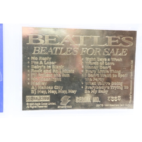 125 - 1996 Sportstime 23k gold Beatles For Sale album cover, 90 x 60 mm. UK P&P Group 1 (£16+VAT for the f... 